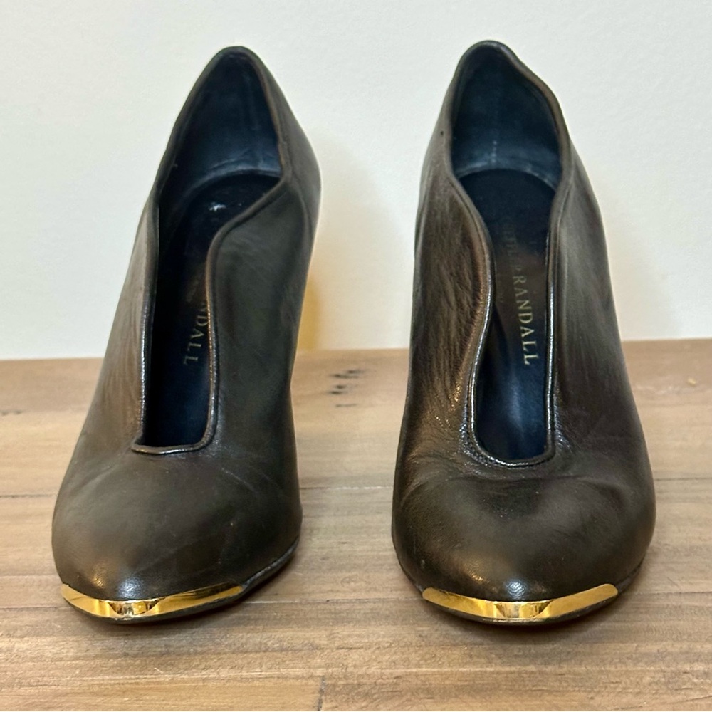 Loeffler Randall Black Heels with Gold Tips and Topy sole